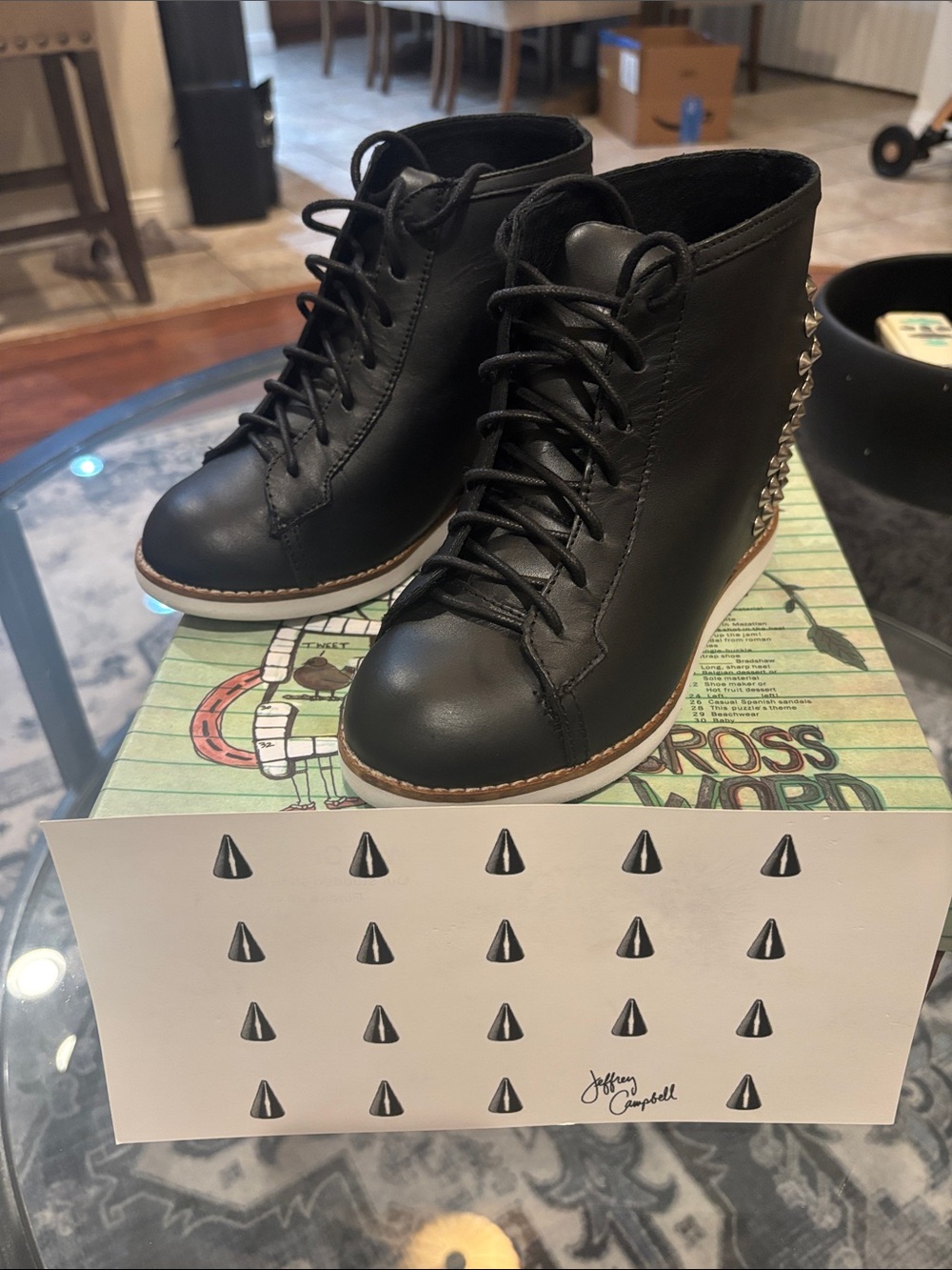 Jeffrey Campbell EDEA Spiked high top sneaker with Studded Heel